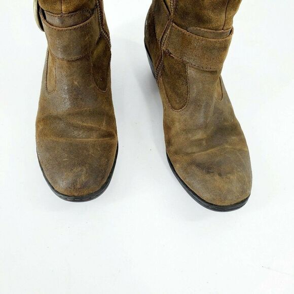 BORN KYLLI Tall Leather Distressed Suede Boots Tobacco 7 - Picture 2 of 7